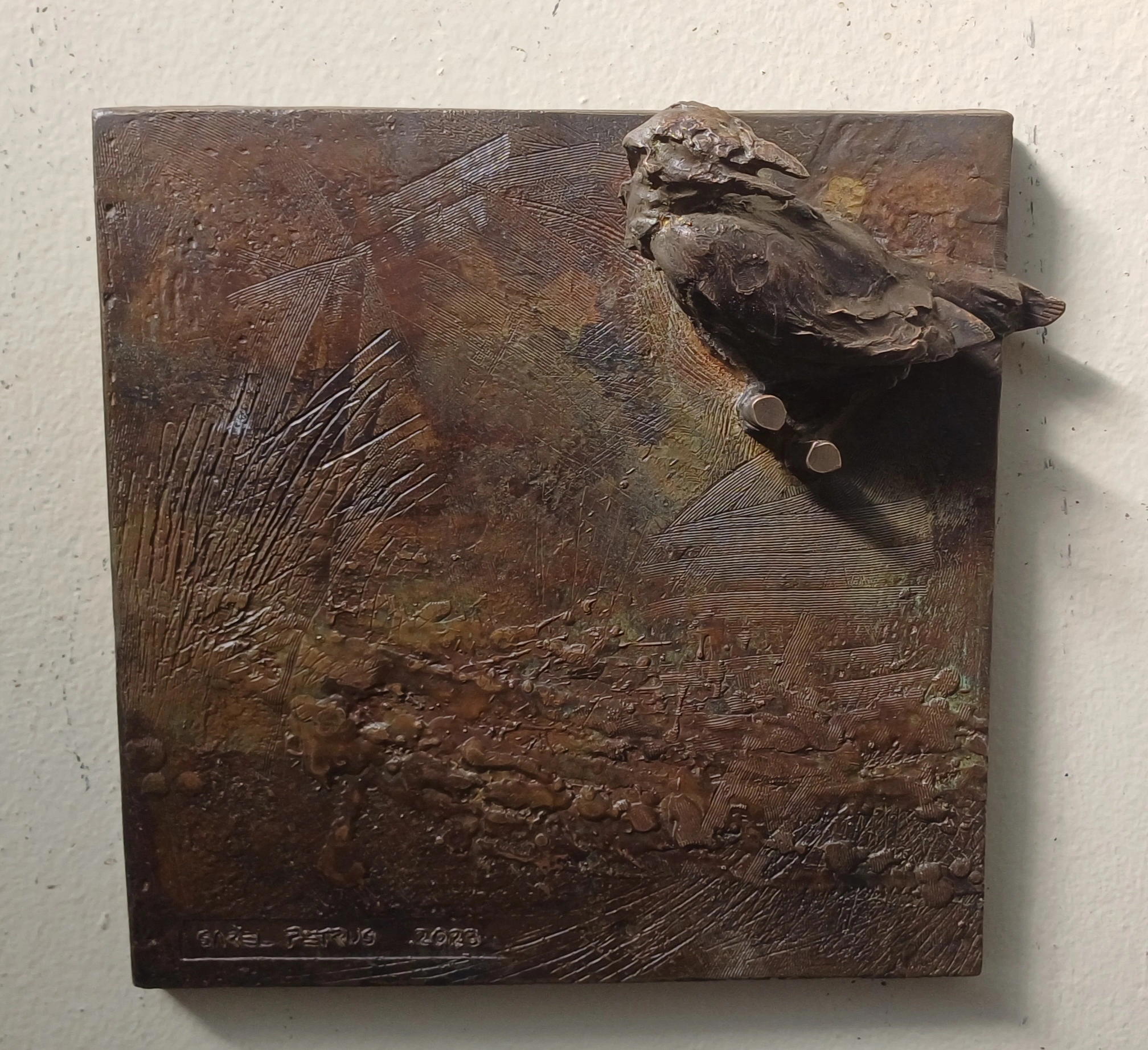 Sarel Petrus, Olive Thrush, bronze, Memento series